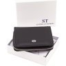 Шкіряний жіночий гаманець чорного кольору з місткою монетницею ST Leather 1767345 - 11