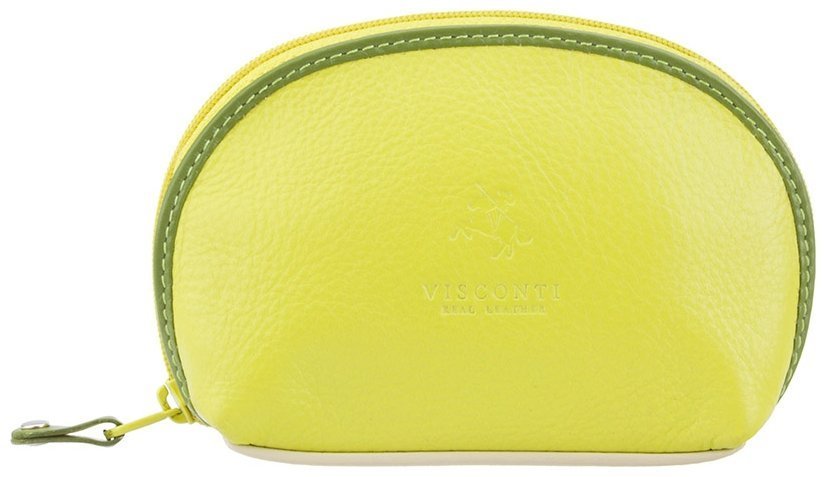 Жовто-зелена жіноча ключниця із натуральної шкіри на блискавці Visconti Malay 77345
