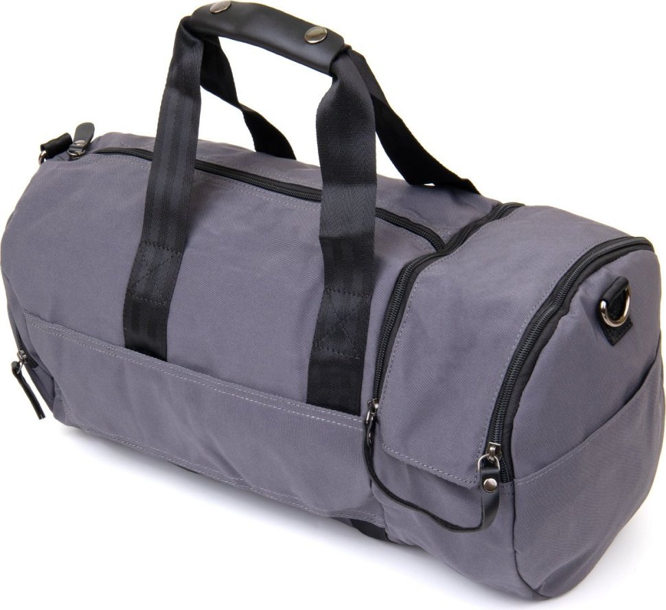 Сіра чоловіча спортивна сумка з текстилю з ручками Vintage (20641)