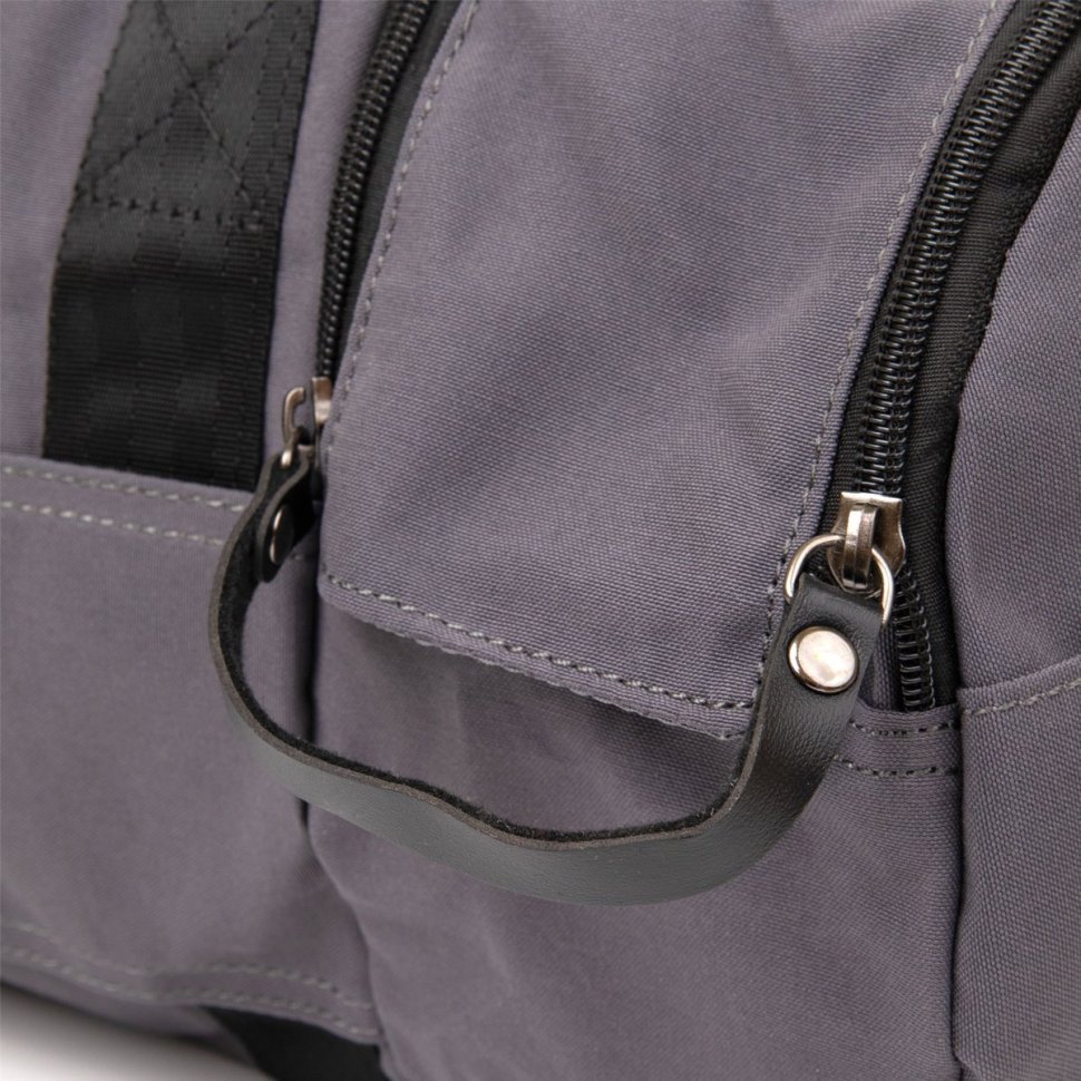Серая мужская спортивная сумка из текстиля с ручками Vintage (20641) 