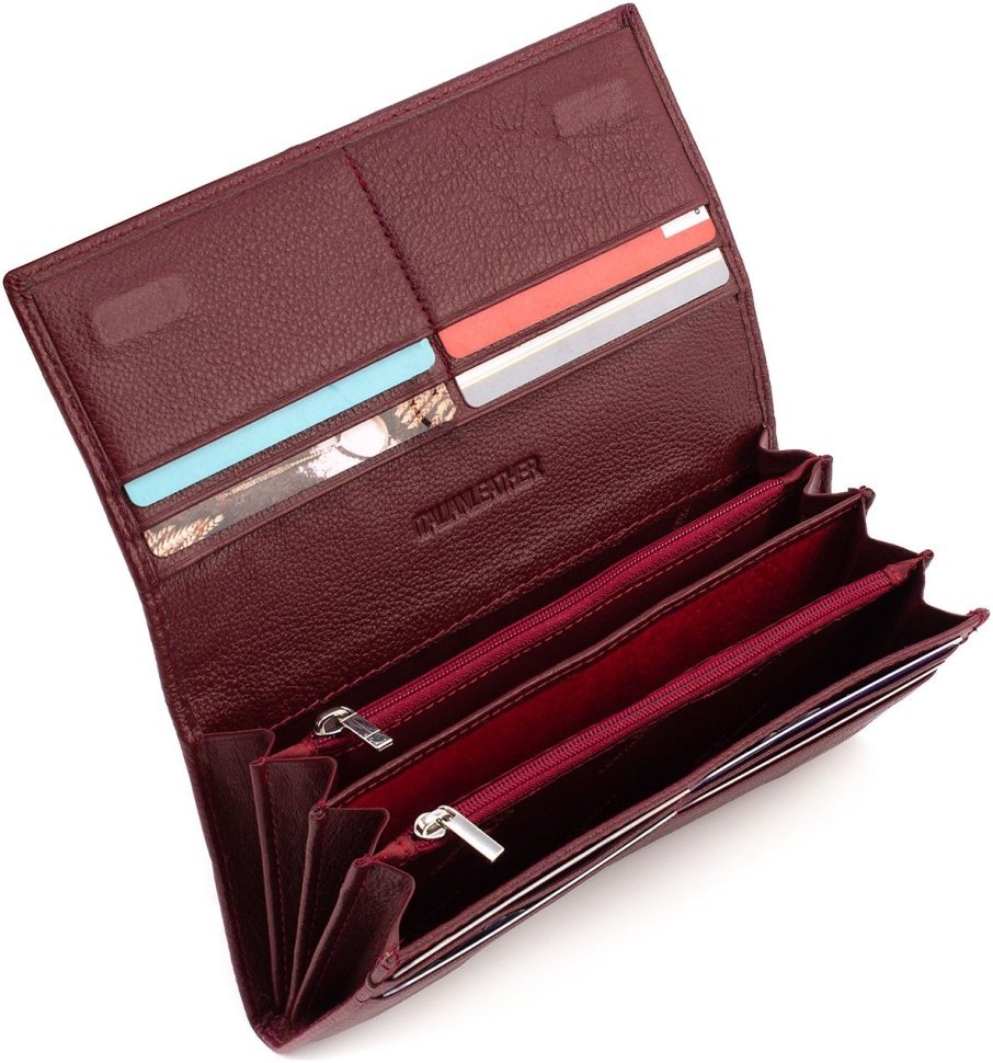 Бордовый женский кошелек из натуральной кожи с навесным клапаном на магнитах ST Leather 1767445 фото №2 Бордовый женский кошелек из натуральной кожи с навесным клапаном на магнитах ST Leather 1767445 modnotak фото №2