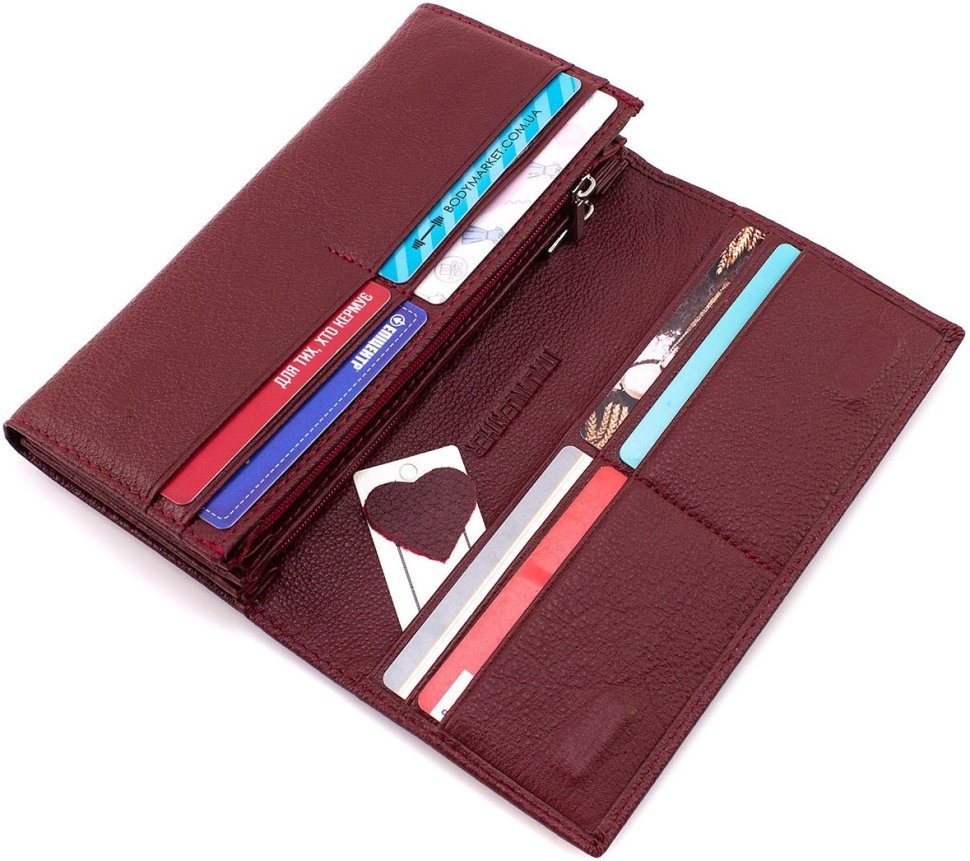 Бордовый женский кошелек из натуральной кожи с навесным клапаном на магнитах ST Leather 1767445 фото №8 Бордовый женский кошелек из натуральной кожи с навесным клапаном на магнитах ST Leather 1767445 modnotak фото №8