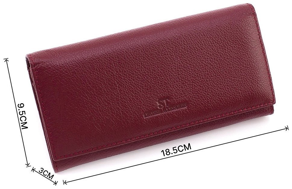 Бордовый женский кошелек из натуральной кожи с навесным клапаном на магнитах ST Leather 1767445 фото №3 Бордовый женский кошелек из натуральной кожи с навесным клапаном на магнитах ST Leather 1767445 modnotak фото №3