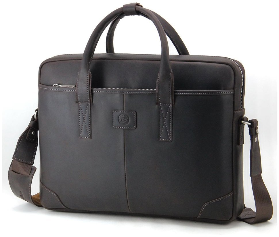 Мужская сумка для ноутбука до 15 дюймов из винтажной кожи коричневого цвета Tom Stone 77745