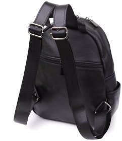 Городской женский рюкзак на каждый день из фактурной кожи черного цвета Vintage 97845