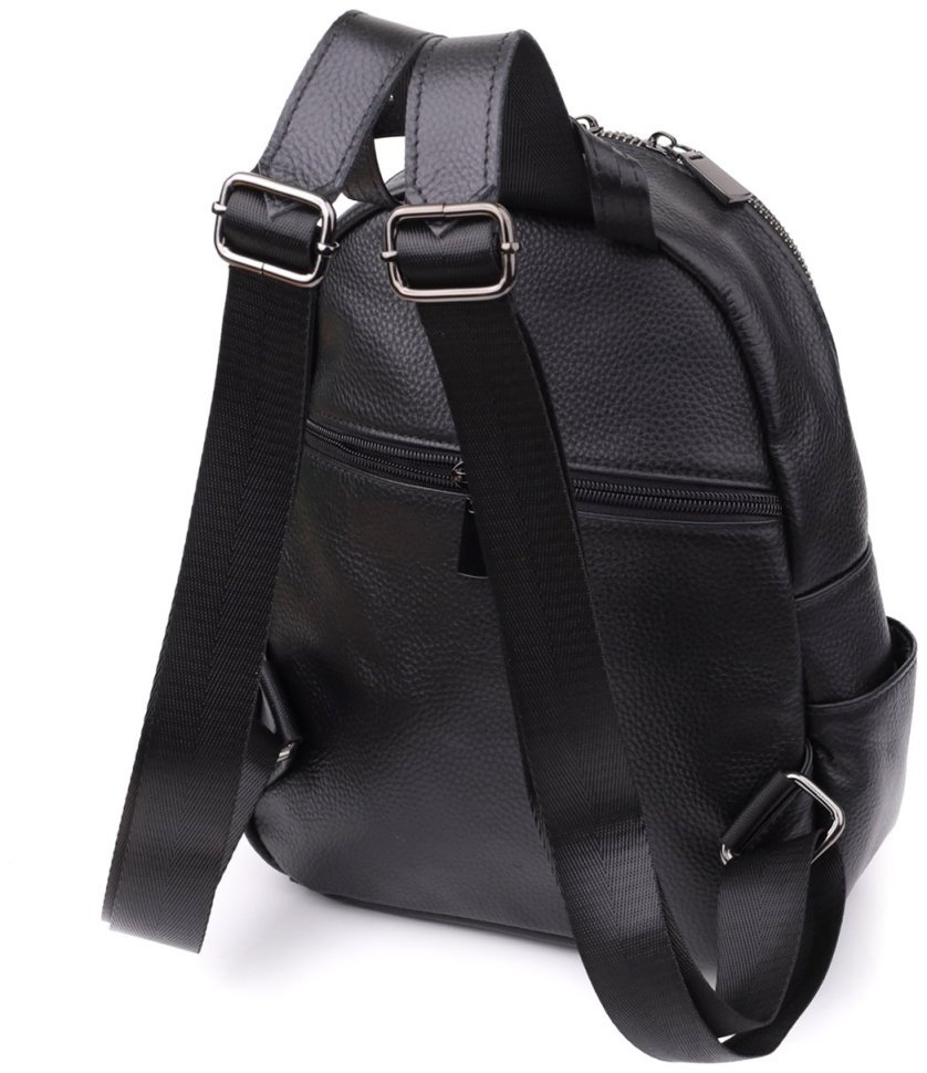 Городской женский рюкзак на каждый день из фактурной кожи черного цвета Vintage 97845 modnotak фото №2