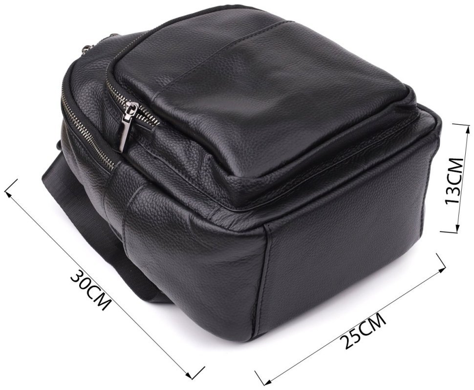 Городской женский рюкзак на каждый день из фактурной кожи черного цвета Vintage 97845 modnotak фото №3