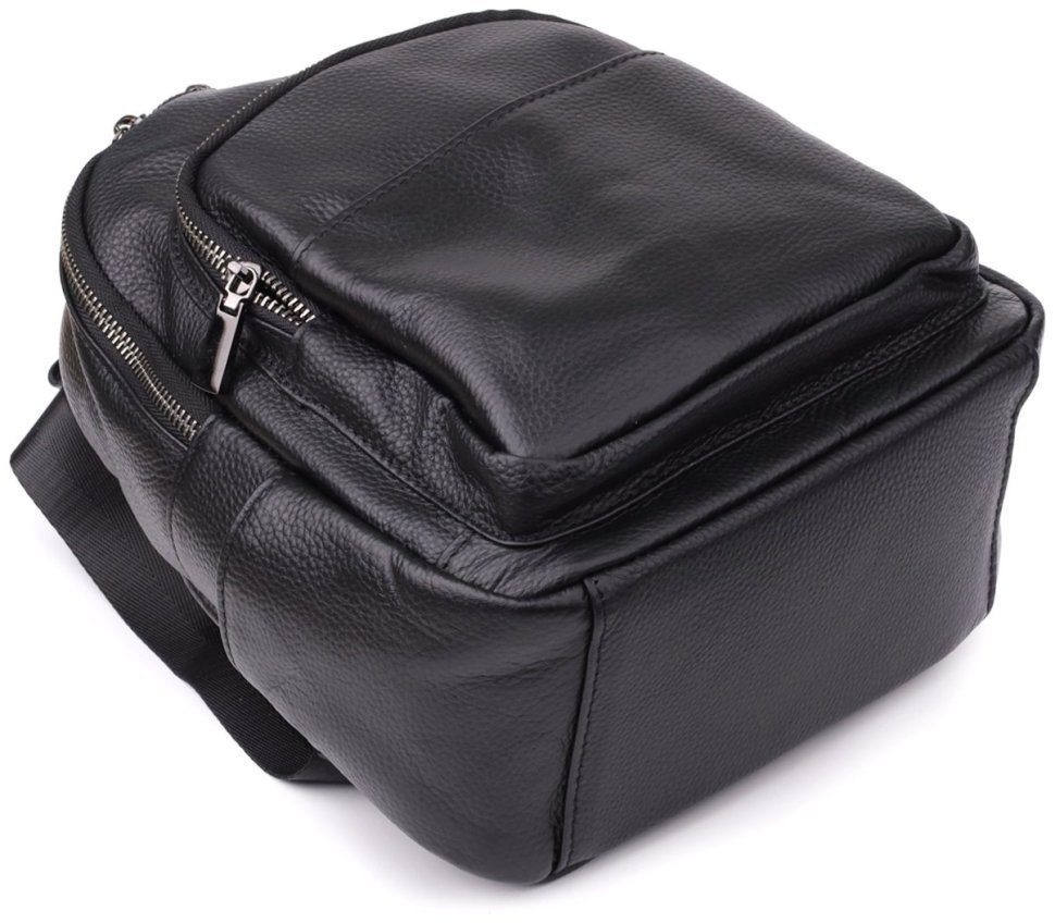 Городской женский рюкзак на каждый день из фактурной кожи черного цвета Vintage 97845 modnotak фото №5