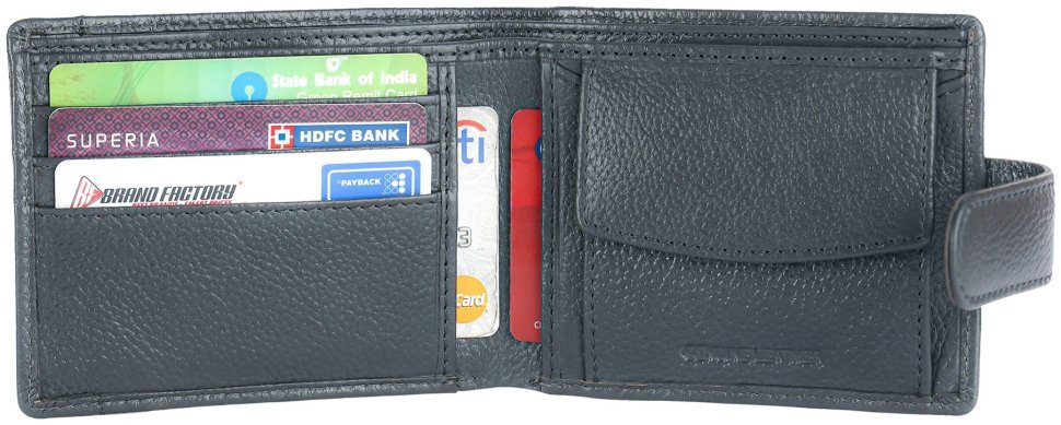 Мужское портмоне из фактурной кожи на кнопке со съемным блоком для карт Hammonds Flycatcher HF502 серого цвета 107945 modnotak фото №2