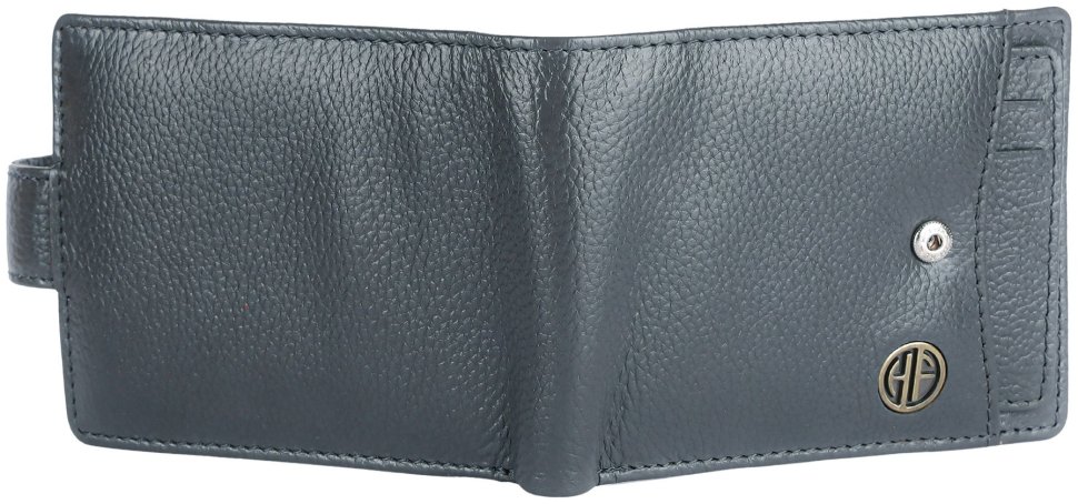 Мужское портмоне из фактурной кожи на кнопке со съемным блоком для карт Hammonds Flycatcher HF502 серого цвета 107945 modnotak фото №3