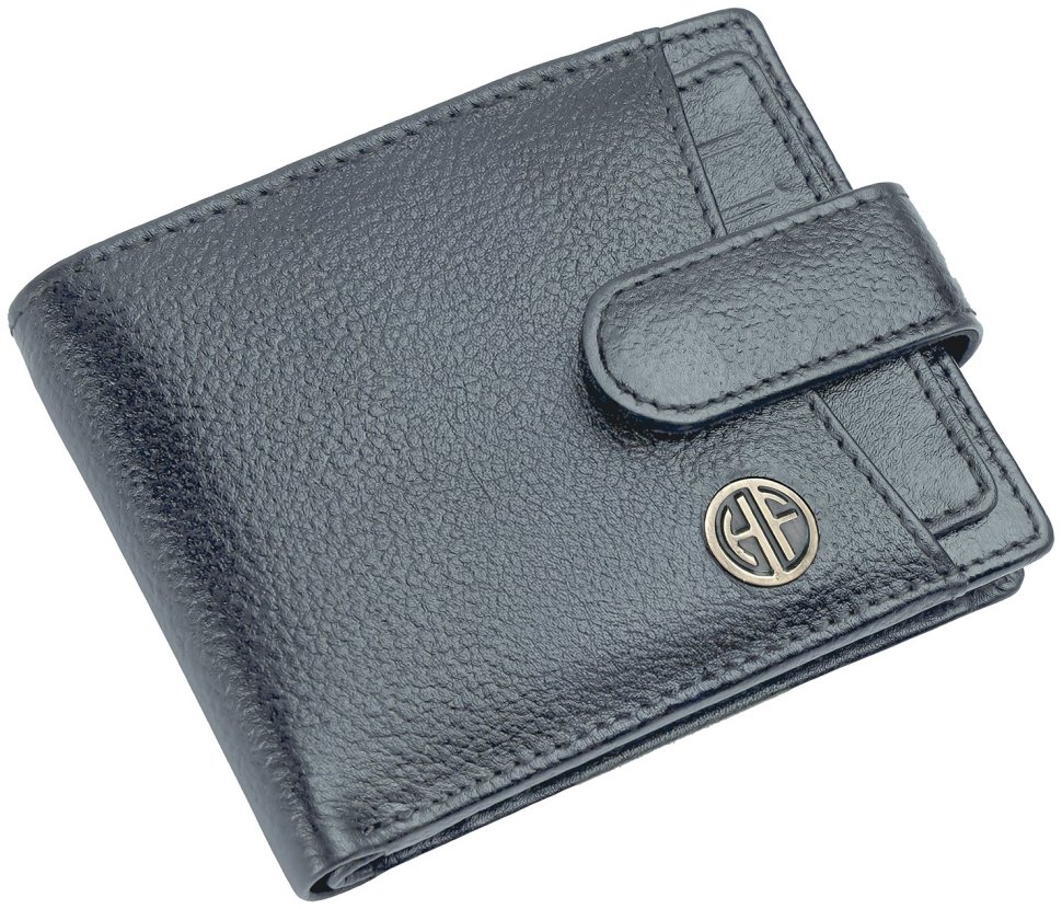 Мужское портмоне из фактурной кожи на кнопке со съемным блоком для карт Hammonds Flycatcher HF502 серого цвета 107945 modnotak фото №5