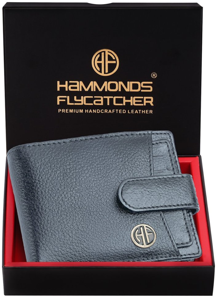 Мужское портмоне из фактурной кожи на кнопке со съемным блоком для карт Hammonds Flycatcher HF502 серого цвета 107945 modnotak фото №6