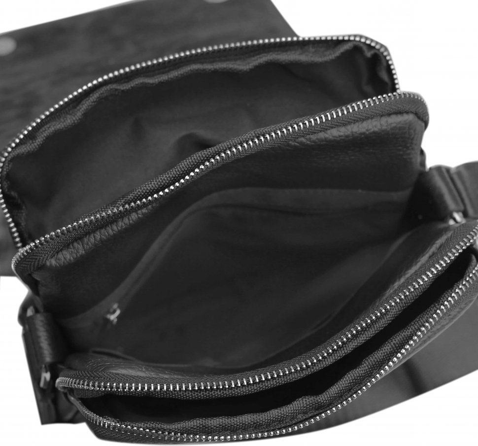 Добротна чоловіча шкіряна сумка-планшет через плече на дві секції Tiding Bag (19432)