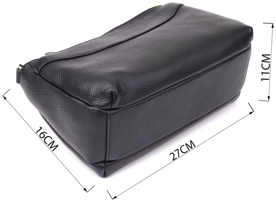 Женская сумка из натуральной фактурной кожи через плечо на каждый день Vintage 98145 черного цвета modnotak фото №3