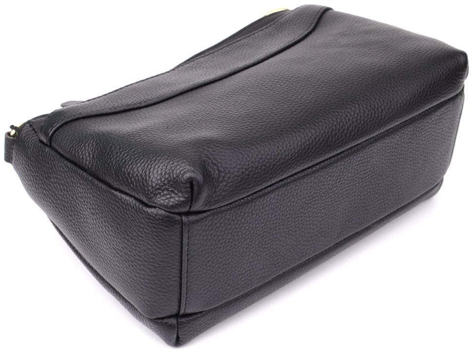 Женская сумка из натуральной фактурной кожи через плечо на каждый день Vintage 98145 черного цвета modnotak фото №5