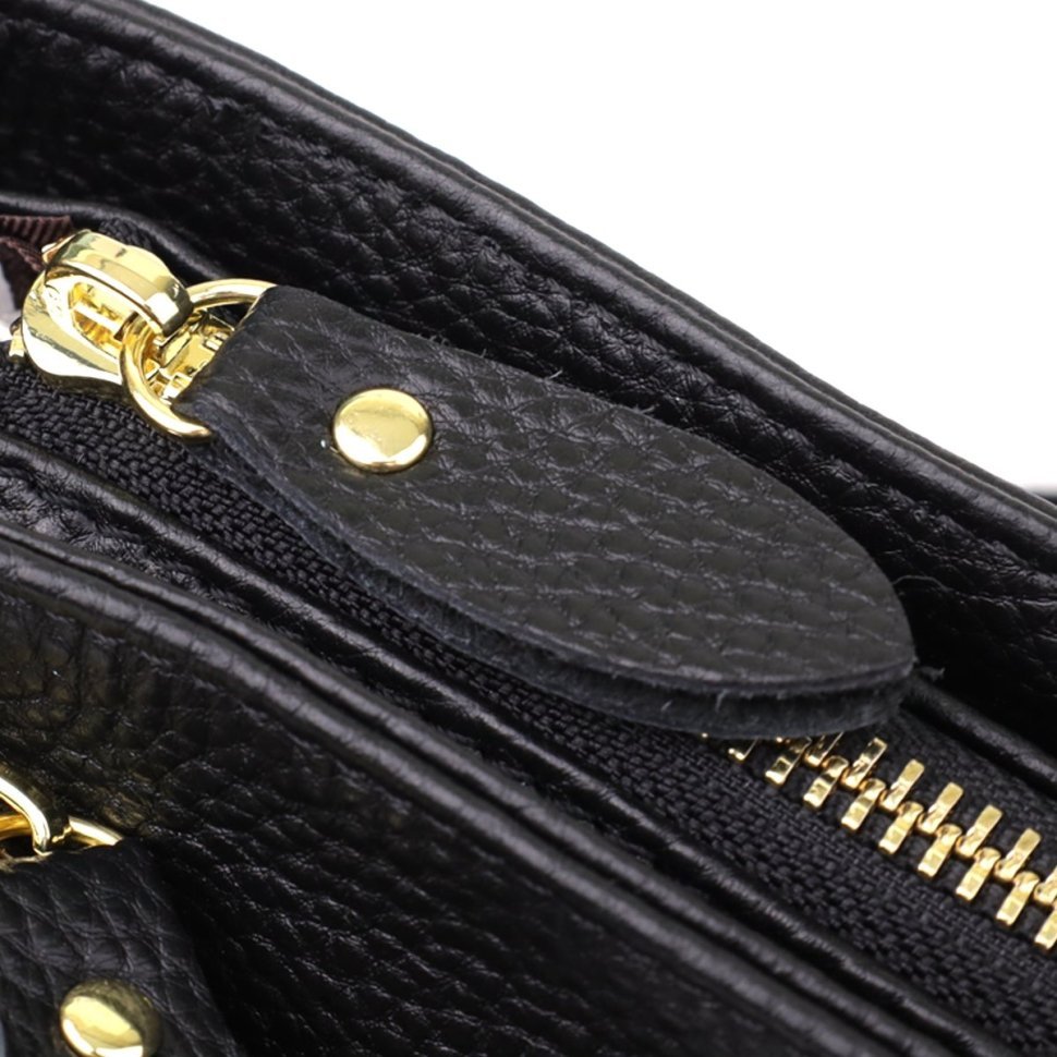 Женская сумка из натуральной фактурной кожи через плечо на каждый день Vintage 98145 черного цвета modnotak фото №6