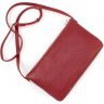 Женский кожаный клатч красного цвета с плечевым ремешком Grande Pelle (13000) - 4