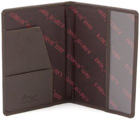 Классическая кожаная обложка на паспорт коричневого цвета KARYA (092-39)