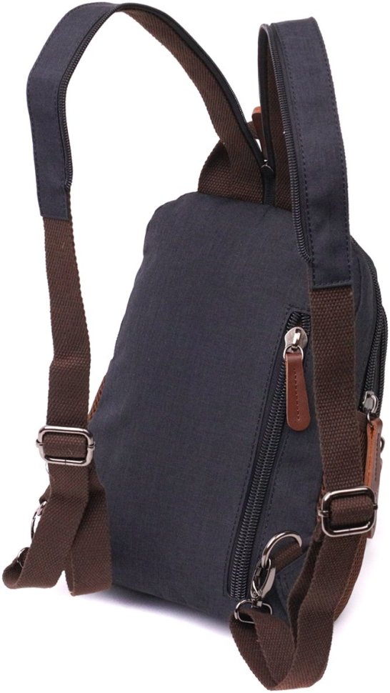 Середній чоловічий рюкзак-слінг із чорного текстилю Vintage 2422148