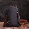 Середній чоловічий рюкзак-слінг із чорного текстилю Vintage 2422148 - 8
