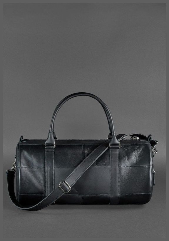 Кожаная дорожная сумка-бочонок черного цвета Harper Krast 78545