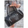 Шкіряна дорожня сумка-барильце чорного кольору Harper Krast 78545 - 7