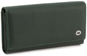 Шкіряний гаманець зеленого кольору на кнопці ST Leather (16667)