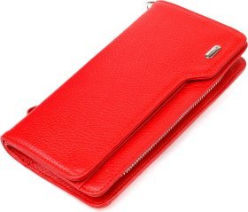 Жіночий гаманець червоного кольору з натуральної шкіри з ремінцем на зап'ястя CANPELLINI (2421535)