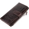 Вместительный коричневый кошелек из натуральной кожи с тиснением под крокодила CANPELLINI (2421637) - 1