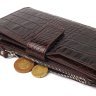 Місткий коричневий гаманець з натуральної шкіри з тисненням під крокодила CANPELLINI (2421637) - 6