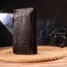 Місткий коричневий гаманець з натуральної шкіри з тисненням під крокодила CANPELLINI (2421637) - 8