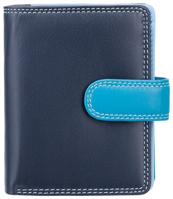 Маленький синий женский кошелек из высококачественной кожи с хлястиком на кнопке Visconti Bali 68845
