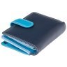 Маленький синій жіночий гаманець із високоякісної шкіри з хлястиком на кнопці Visconti Bali 68845 - 5