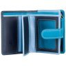 Маленький синій жіночий гаманець із високоякісної шкіри з хлястиком на кнопці Visconti Bali 68845 - 6
