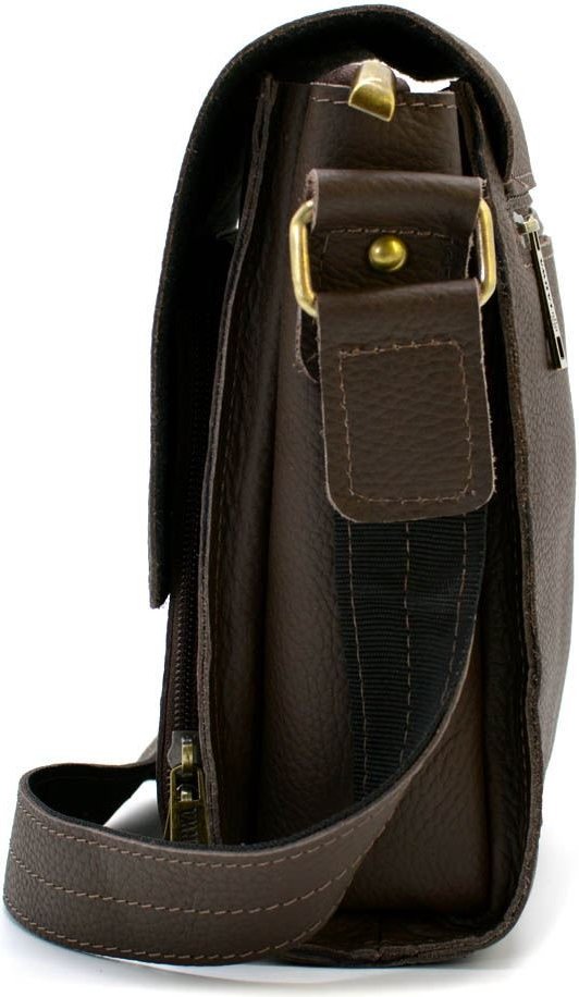 Мужская сумка через плечо из натуральной кожи коричневого цвета TARWA (21700)