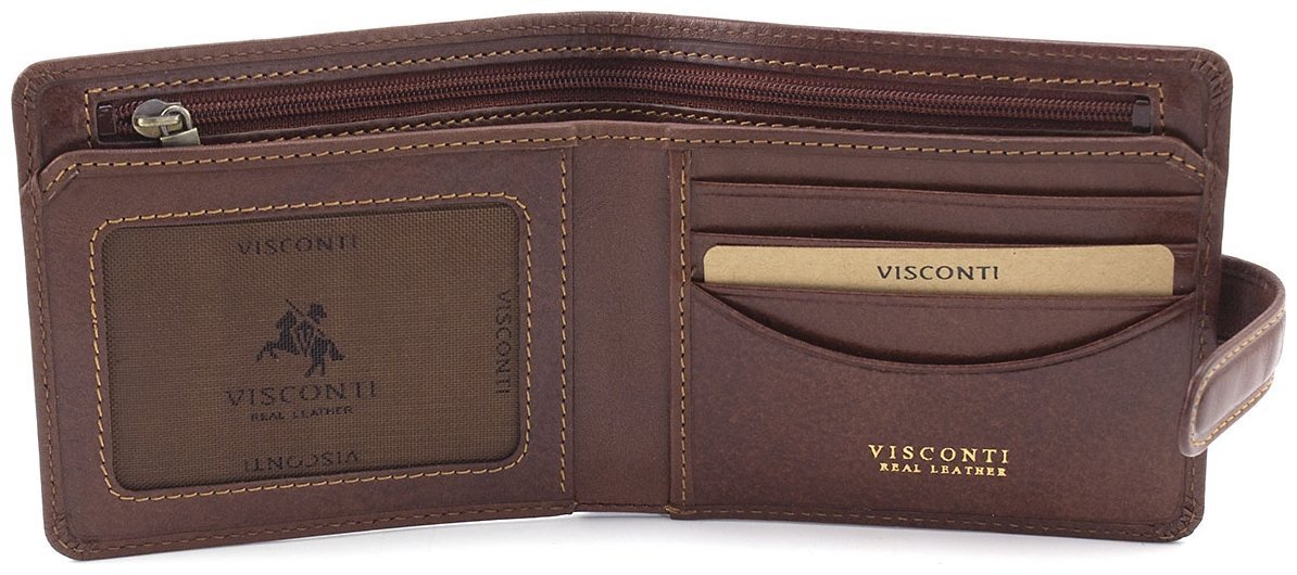 Светло-коричневое мужское портмоне маленького размера из натуральной кожи высокого качества Visconti Massa 68945