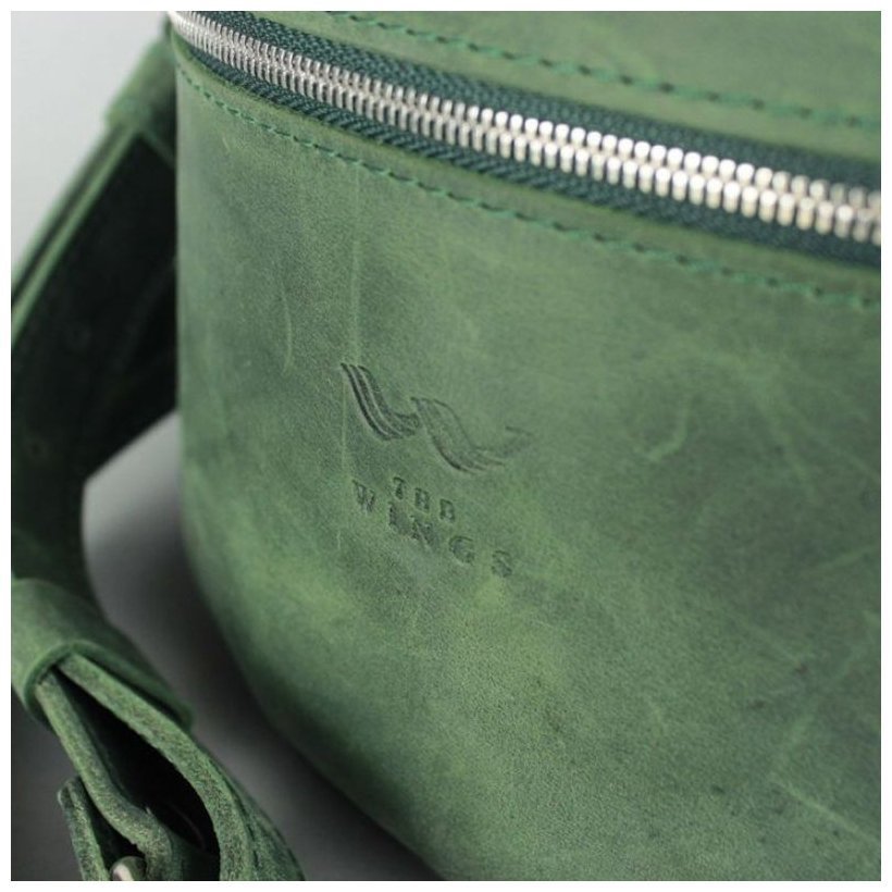 Вінтажна жіноча сумка-бананка з натуральної шкіри зеленого кольору BlankNote 78945
