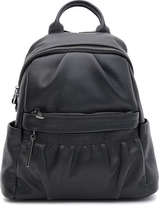 Женский кожаный рюкзак среднего размера в универсальном черном цвете Ricco Grande (59145)