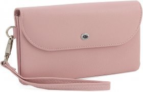 Женский кожаный кошелек-клатч большого размера в светло-розовом цвете ST Leather (14033)