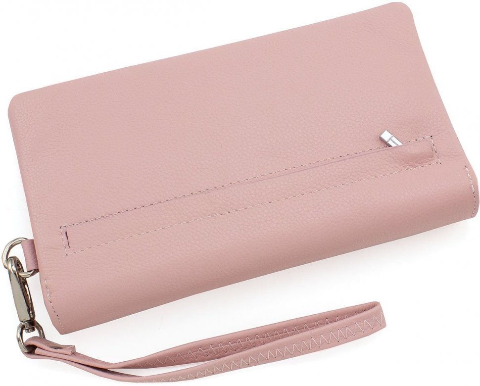 Жіночий шкіряний гаманець-клатч великого розміру в світло-рожевому кольорі ST Leather (14033)