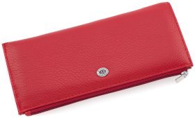Красный женский тонкий кошелек из натуральной кожи на молнии ST Leather (15375)