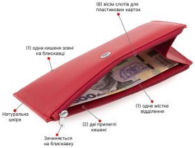 Красный женский тонкий кошелек из натуральной кожи на молнии ST Leather (15375)