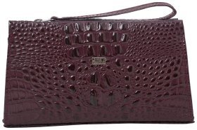 Вместительная кожаная косметичка для женщин с тиснением под крокодила Desisan 80146 (бордовый цвет)