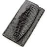 Глянцевий гаманець-клатч чорного кольору з фактупной шкіри крокодила CROCODILE LEATHER (024-18572) - 1