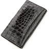 Глянцевий гаманець-клатч чорного кольору з фактупной шкіри крокодила CROCODILE LEATHER (024-18572) - 2
