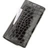 Глянцевий гаманець-клатч чорного кольору з фактупной шкіри крокодила CROCODILE LEATHER (024-18572) - 6