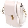 Біла шкіряна жіноча сумка вертикального формату на плече Vintage 2422309 - 1