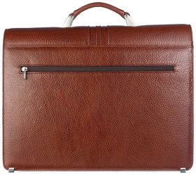 Мужской деловой портфель из фактурной кожи рыжего цвета с откидным клапаном Desisan 80746