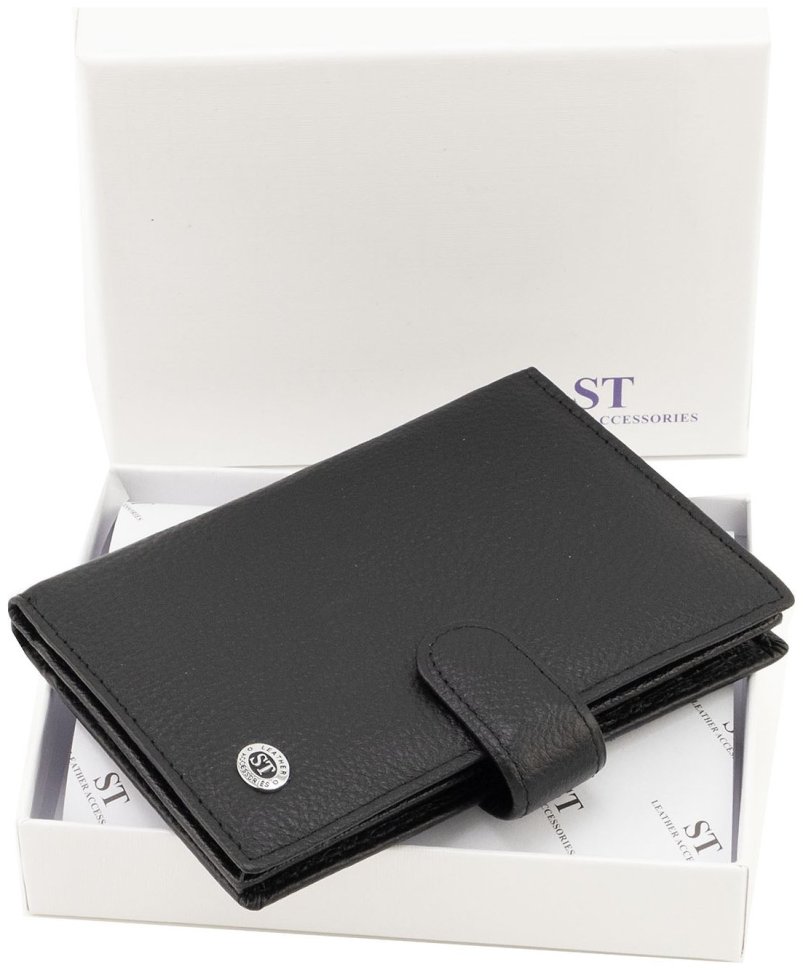 Обложка кожаная для документов, паспорта и карточек  ST Leather 90846 черный цвет modnotak фото №7