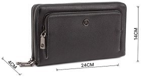 Шкіряний чоловічий клатч на дві блискавки H.T Leather (10465)